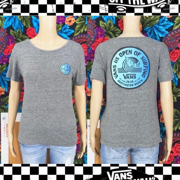 WOMEN’S VANS SHIRT OFF THE WALL SKATE SURFING COMPETITION TOP WOMENS SIZE MEDIUM - Picture 1 of 7